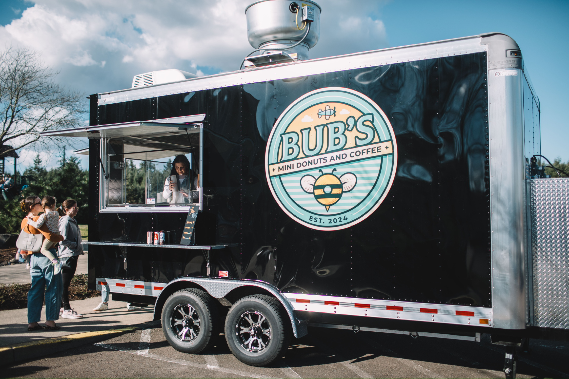 The Bub's Mini Donuts & Coffee trailer at an outdoor event